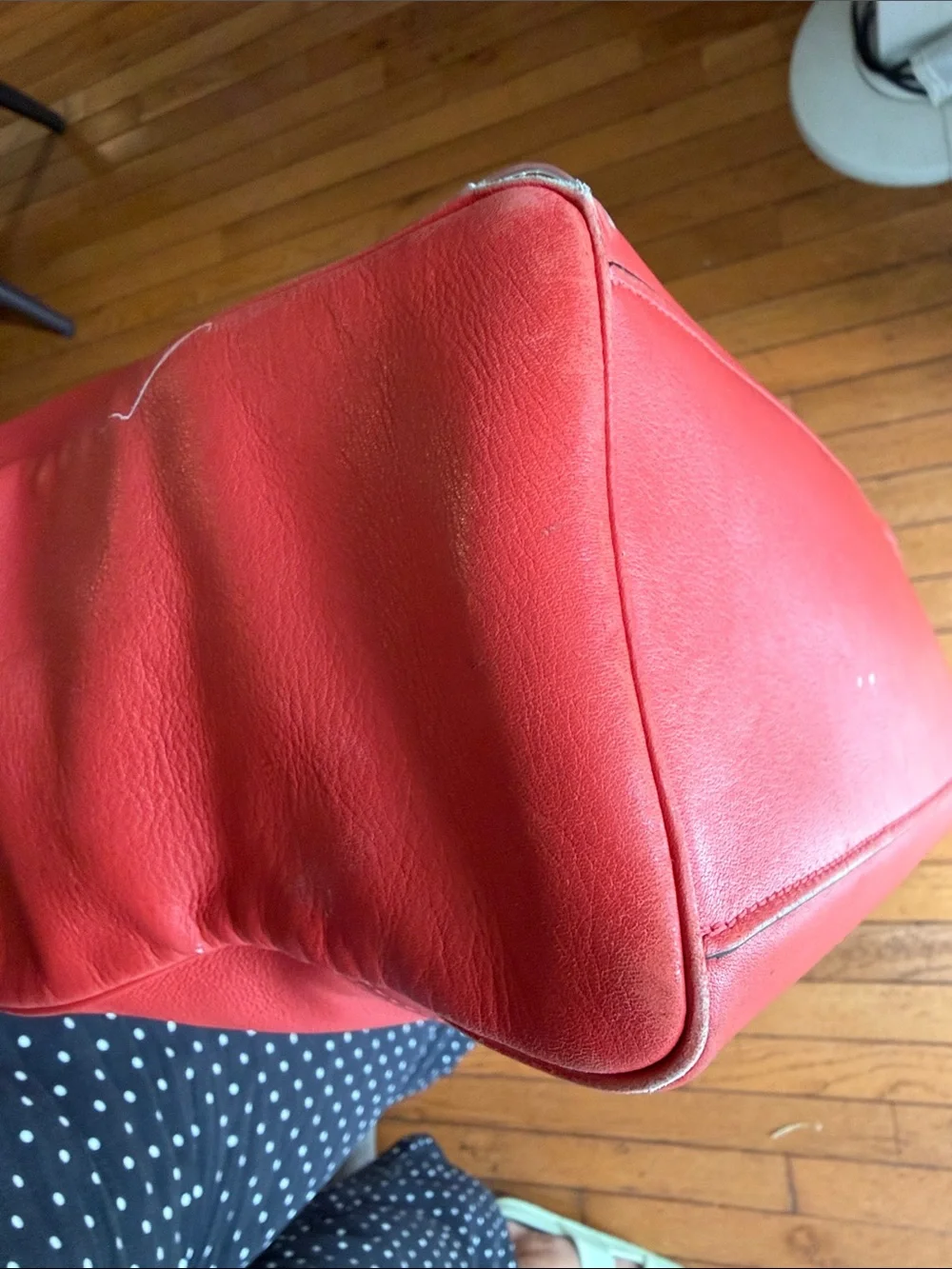 Coach Red Leather Tote with Tassel Charm